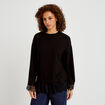 T-shirt manches longues avec dentelle noir femme