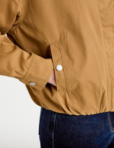 Blouson court bas resserr&eacute; camel femme