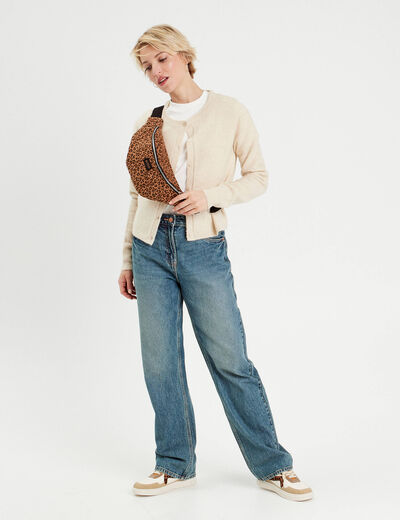 Gilet boutonné manches longues ecru femme