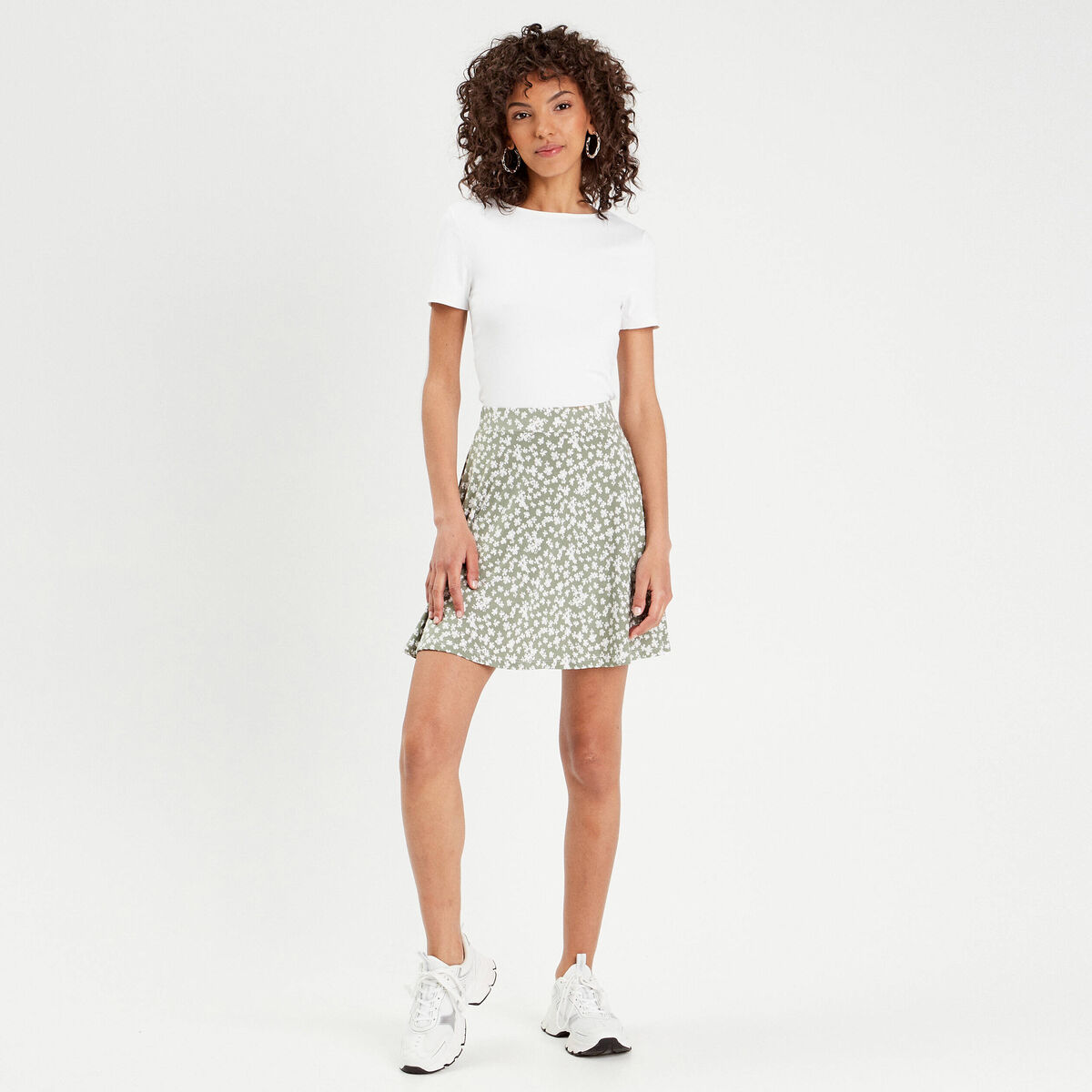 Jupe short droite vert femme
