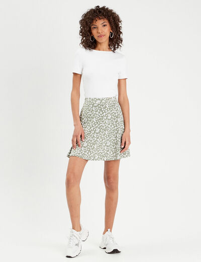 Jupe short droite vert femme