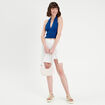 Crop top en crochet bleu electrique femme