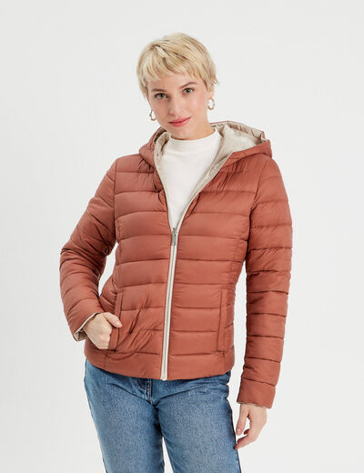 Doudoune réversible capuche blanc femme