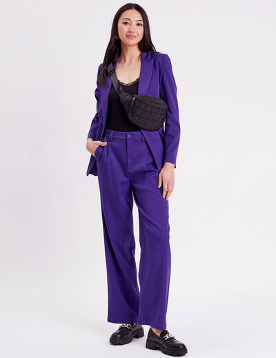 Pantalon droit large violet femme