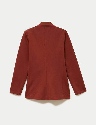 Veste blazer cintr&eacute;e marron cognac femme