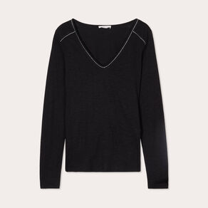 t shirt manches longues noir femme T-shirt manches longues noir femme