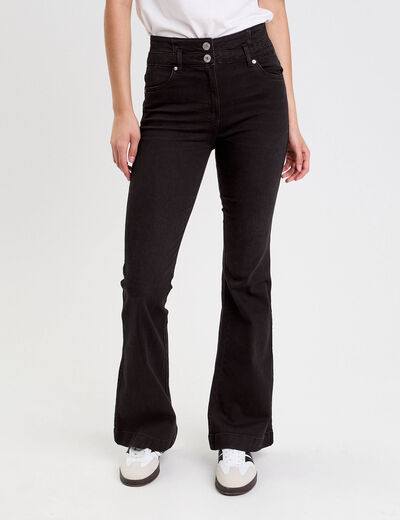 Jeans bootcut taille haute denim noir femme