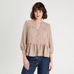 Blouse manches 3/4 beige femme