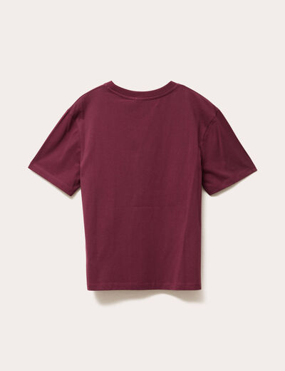 T-shirt oversize col rond bordeaux femme