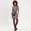 Robe droite col montant zippé noir femme