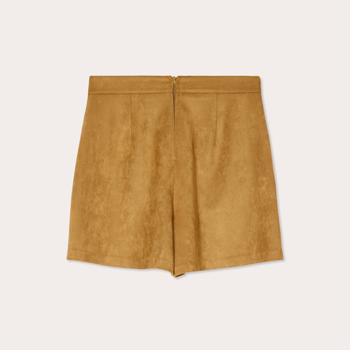 Short droit suédine camel femme