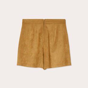 Short droit suédine camel femme