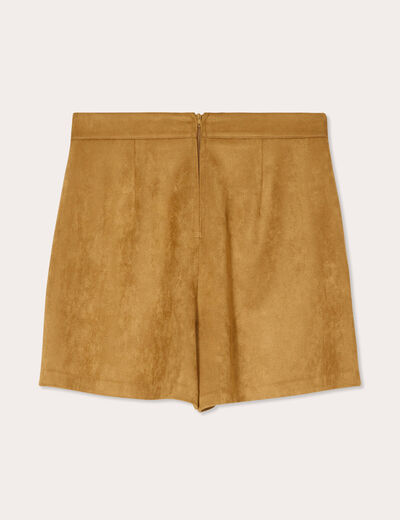 Short droit suédine camel femme