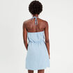 Robe évasée bretelles nouées denim bleach femme