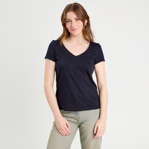 T-shirt manches courtes bleu marine femme