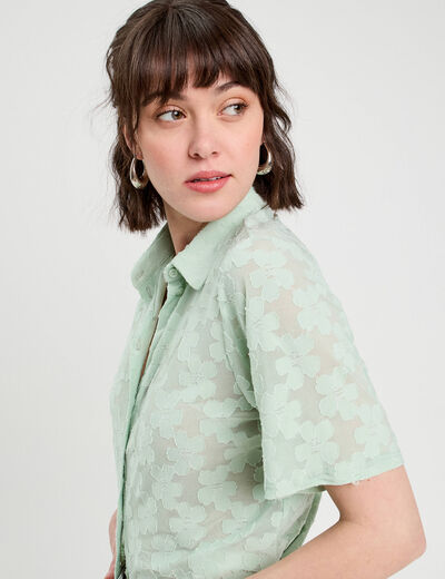 Chemise manches courtes vert clair femme