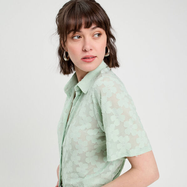 chemise manches courtes vert clair femme Chemise manches courtes vert clair femme
