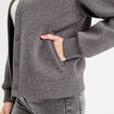 Sweat boutonné col teddy gris foncé femme