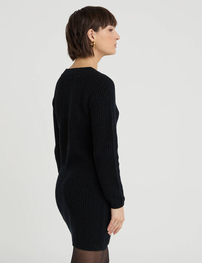 Robe pull d&eacute;tails de boutons noir femme