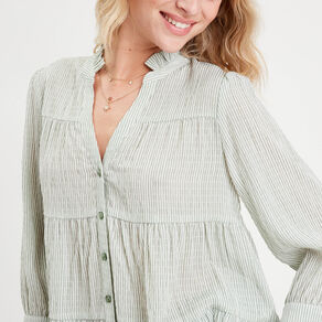 Blouse manches 3/4 vert femme