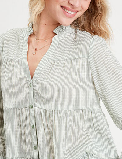 Blouse manches 3/4 vert femme