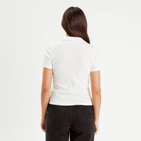 polo manches courtes cotele ecru femme Polo manches courtes côtelé ecru femme
