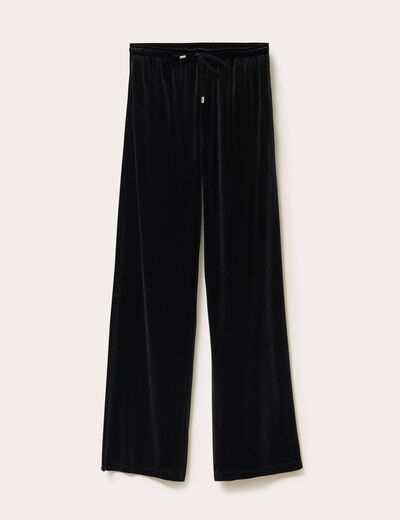 Pantalon large en velours noir femme