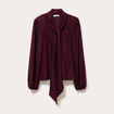 Blouse col lavalli&egrave;re bordeaux femme
