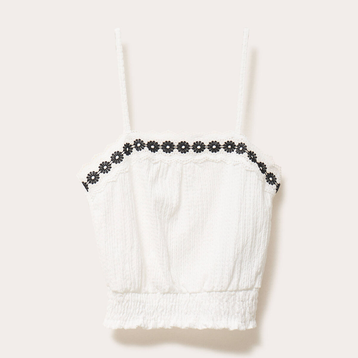 top droit court sans manches ecru femme