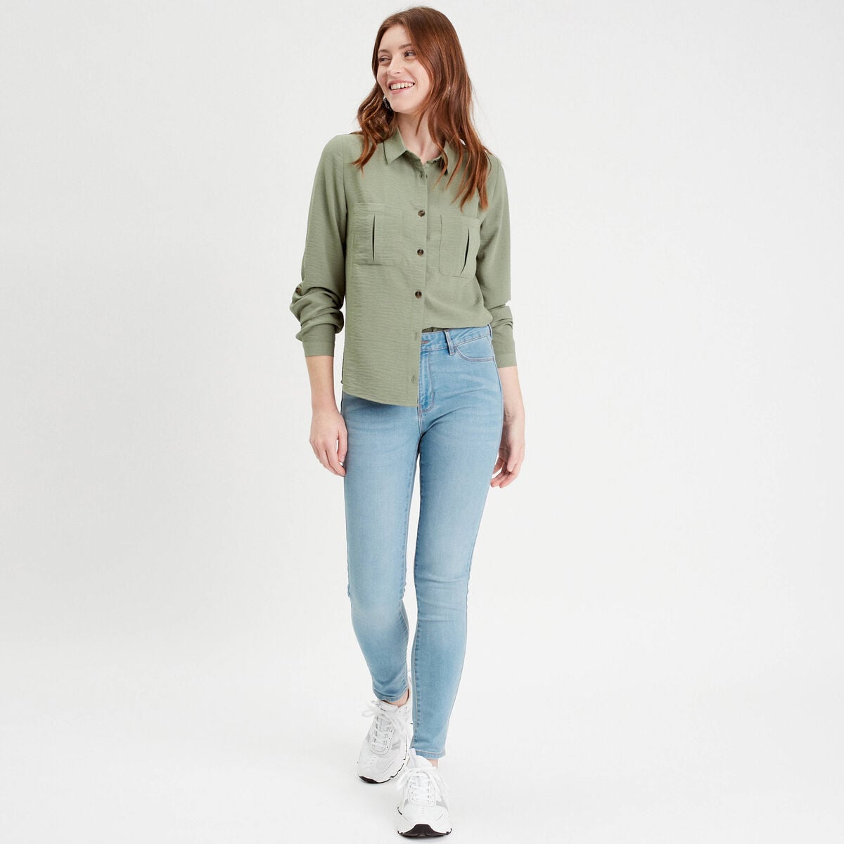 Jeans slim denim dirty femme