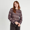 T-shirt manches longues ajouré violet femme