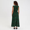 Robe longue évasée col v sans manches vert fluo femme