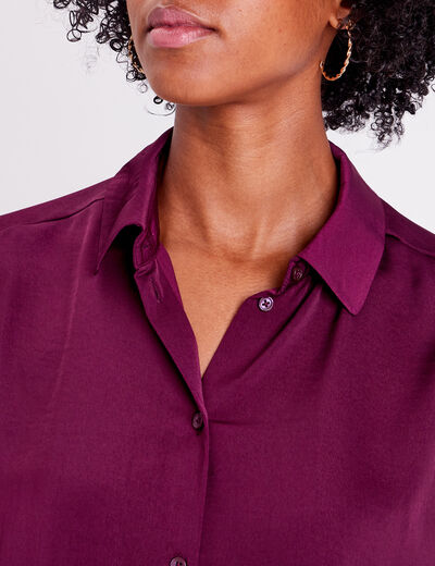 Chemise manches longues prune femme