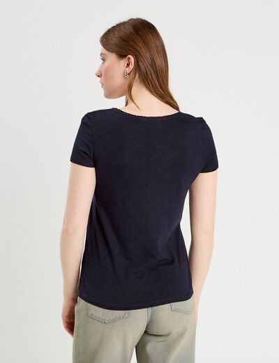 T-shirt manches courtes bleu marine femme