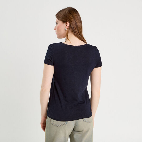 T-shirt manches courtes bleu marine femme