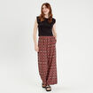 Pantalon large fluide rouge femme