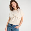 Pull dos devant détail noeud sable femme