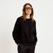 Sweat droit col rond d&eacute;tail dentelle noir femme