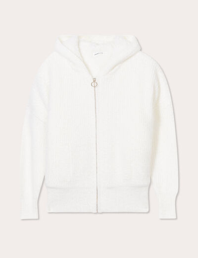 Gilet doublé à capuche ecru femme