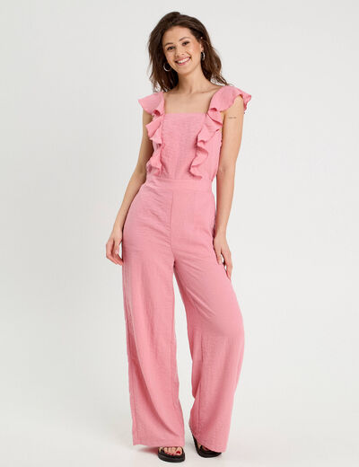 Combinaison pantalon volants vieux rose femme