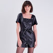 Combishort ceinturé noir femme