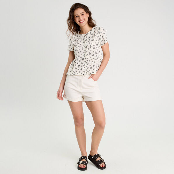 blouse manches courtes ecru femme Blouse manches courtes ecru femme