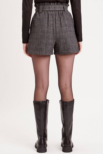 Short droit ceinturé noir femme