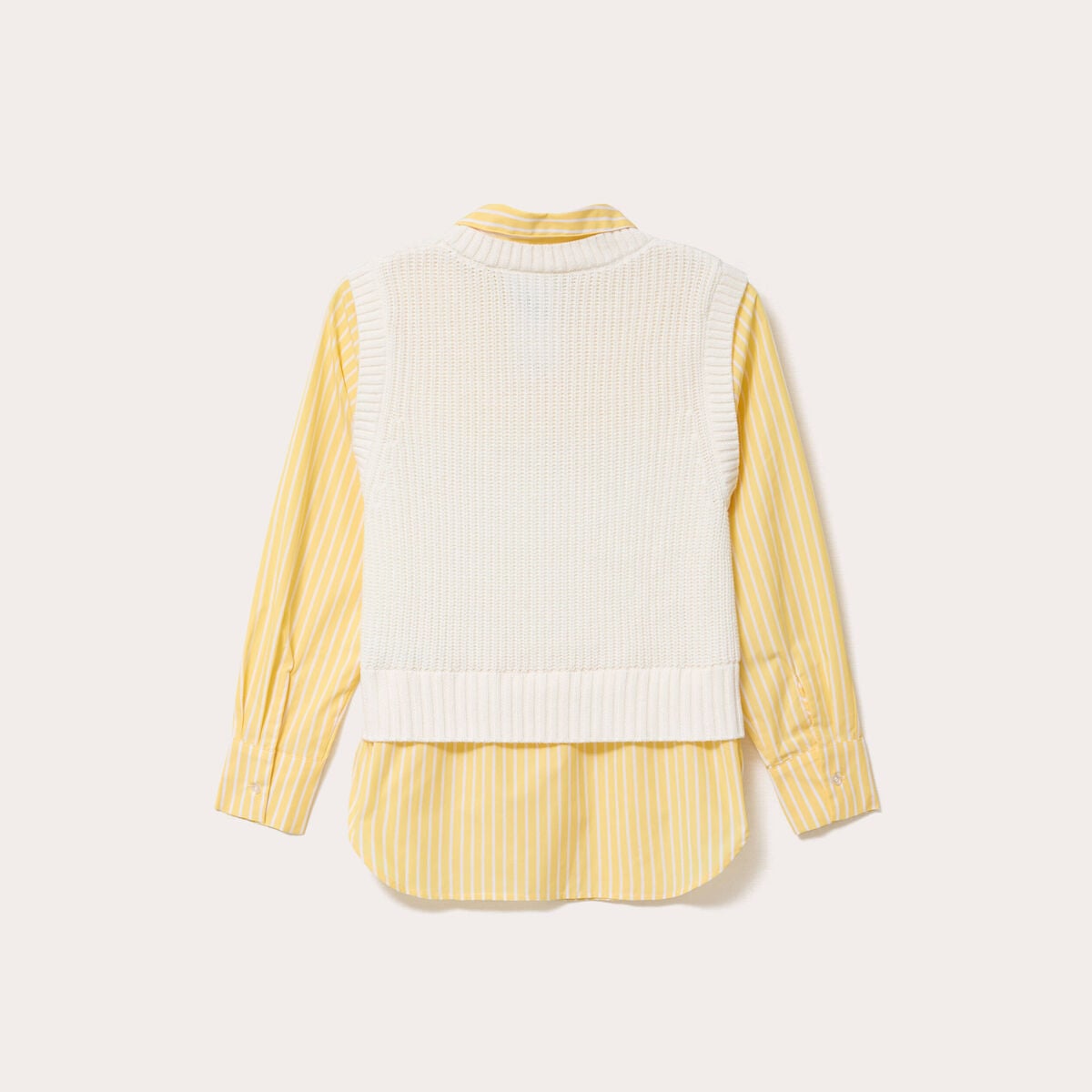 Pull chemise 2-en-1 jaune clair femme