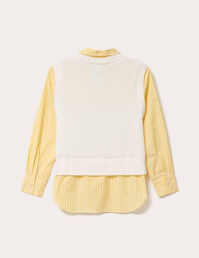 Pull chemise 2-en-1 jaune clair femme