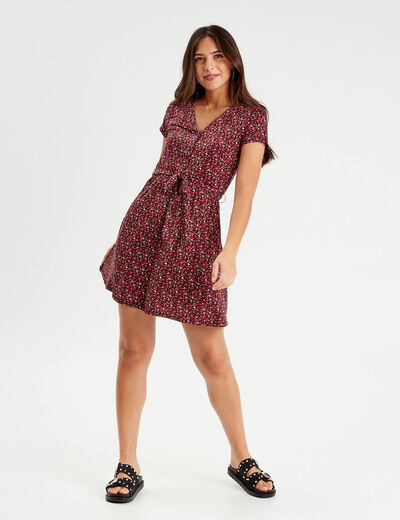 Robe patineuse ceinturée noir femme