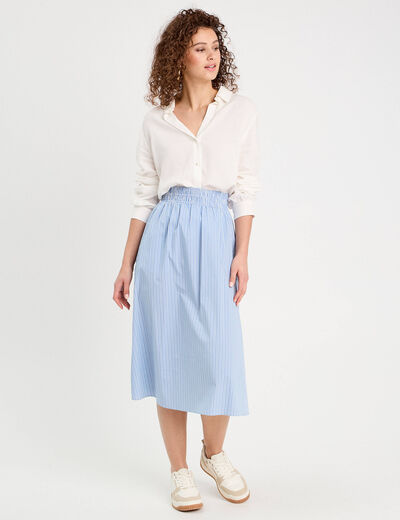 Jupe longue évasée ecru femme