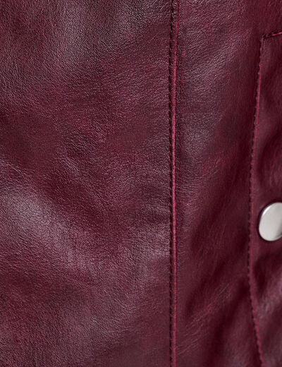 Veste simili cuir zippée prune femme