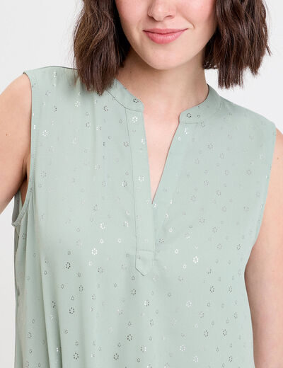 Blouse sans manches vert olive femme