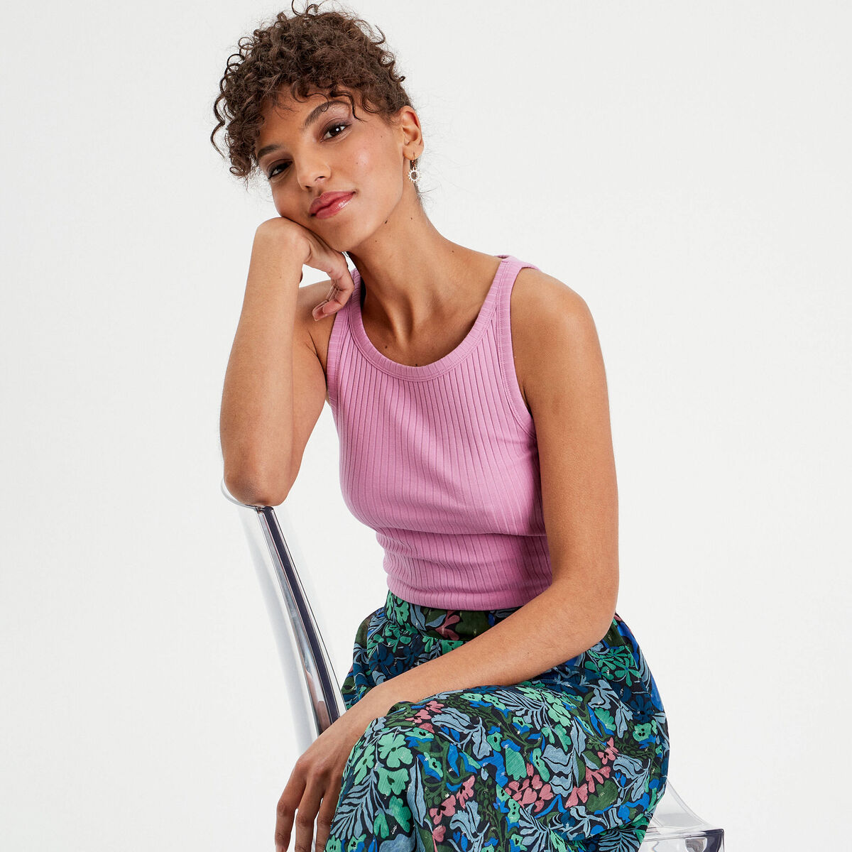 Débardeur bretelles larges violet femme